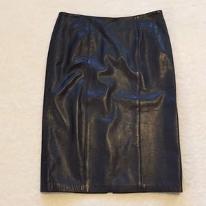 Black genuine leather skirt